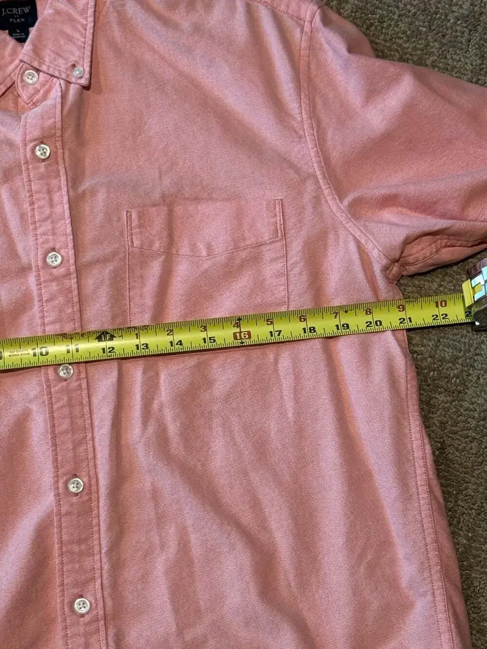 J. Crew Flex Pink Long Sleeve Cotton Oxford Button Down Shirt Men's Large